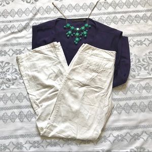 White Linen Wide Leg Pants